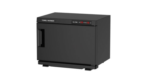 Black 16L hot towel cabinet for salons and spas