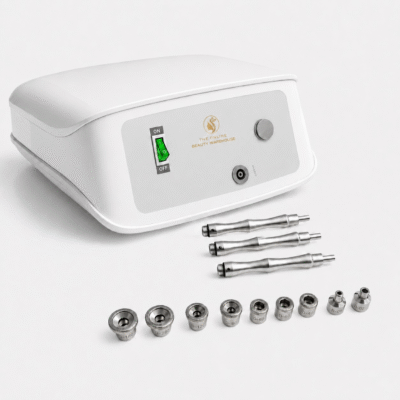 Dermaglow Microdermabrasion System with three handpieces and nine treatment tips