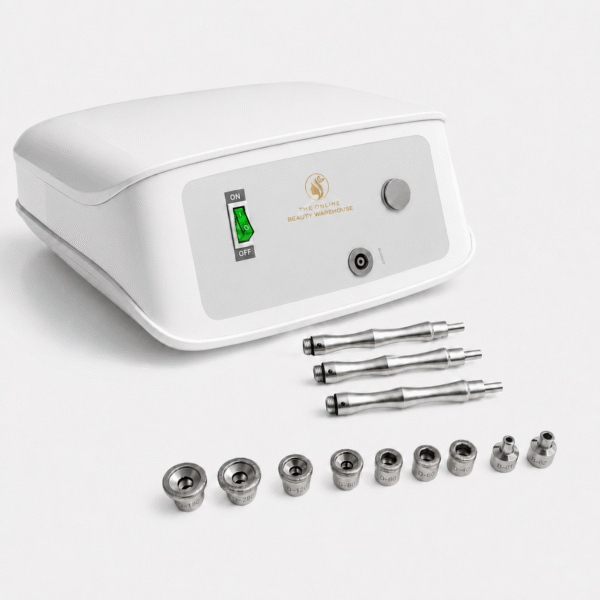 Dermaglow Microdermabrasion System with three handpieces and nine treatment tips