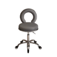 Luna Salon Stool Charcoal with backrest and chrome foot ring