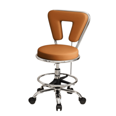 Luxe Beauty Stool with Backrest Tan adjustable salon stool with foot ring