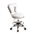 White Beauty Stool with backrest and chrome foot ring