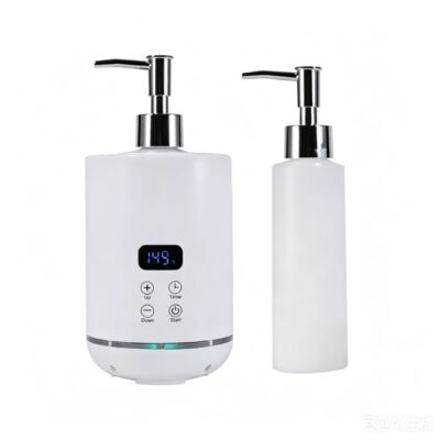 Massage oil warmer with digital temperature control and pump bottles