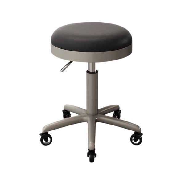 Matte Chrome Beauty Stool Black adjustable salon stool with wheels