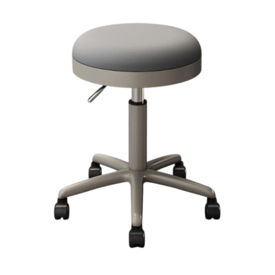 Matte Chrome Beauty Stool Grey adjustable salon stool with wheels