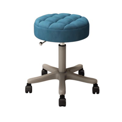 Quilted Beauty Stool Turquoise round adjustable salon stool with wheels