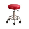 Red Salon Stool with adjustable height and rolling wheels