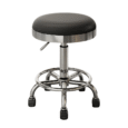 Shiny Chrome Beauty Stool Black adjustable salon stool with wheels
