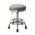 Chrome Beauty Stool Grey adjustable salon stool with shiny chrome base