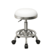 Shiny Chrome Beauty Stool White adjustable salon stool with wheels