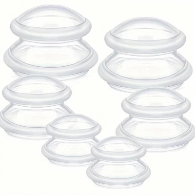 Silicone cupping set with six flexible massage cups