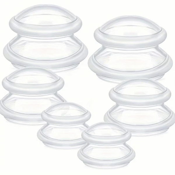 Silicone cupping set with six flexible massage cups