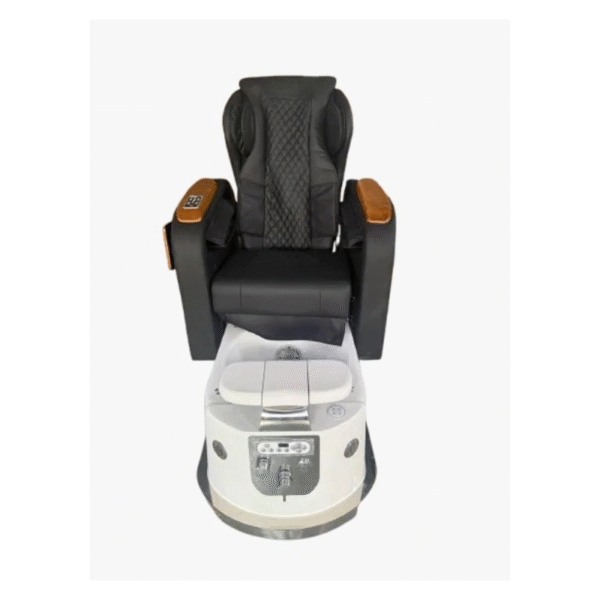 Noir Luxe black massage pedicure chair with foot spa basin