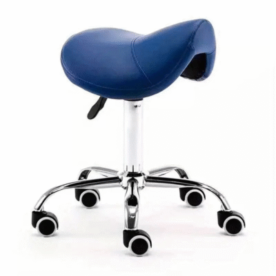 Saddle Stool Blue adjustable salon stool with wheels
