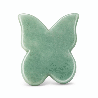 Butterfly Gua Sha Tool in polished green aventurine stone