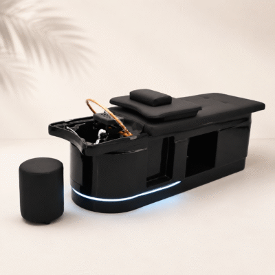 Black Spa Deluxe Japanese Head Spa with plumbed basin and water halo
