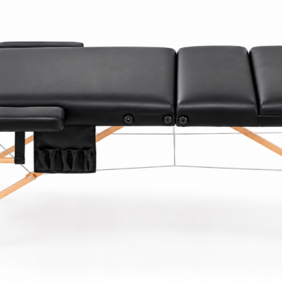 70cm Black Extra Plush Massage Table with Wood Legs