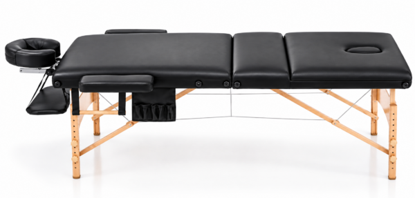 70cm Black Extra Plush Massage Table with Wood Legs