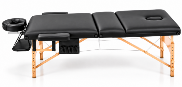 75cm Black Extra Plush Massage Table with Wood Legs