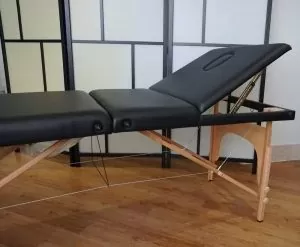 70cm Black Massage Table with Wood Legs + Deluxe Carry Bag