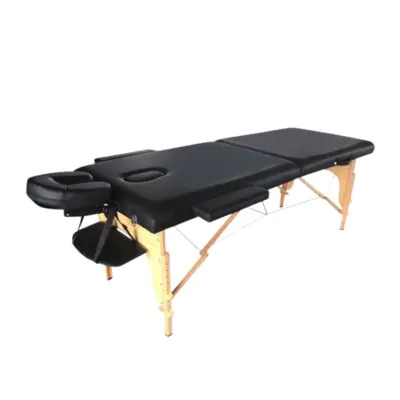 60cm Black Massage Table with Wood Legs