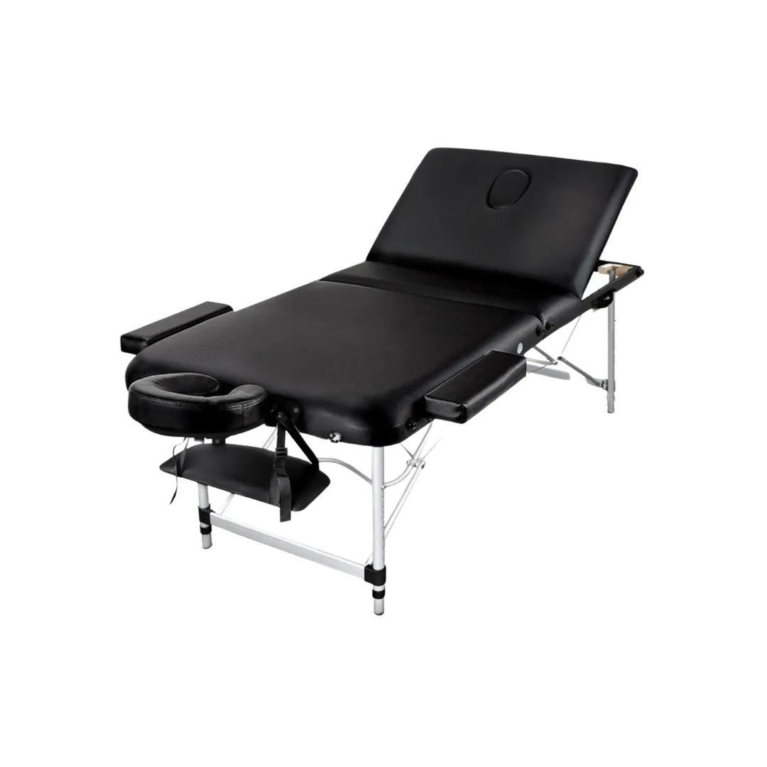 75cm Black Massage Table with Aluminum Legs + Deluxe Carry Bag