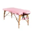 Professional Pink Massage Table with German beech wood legs and 2-section design