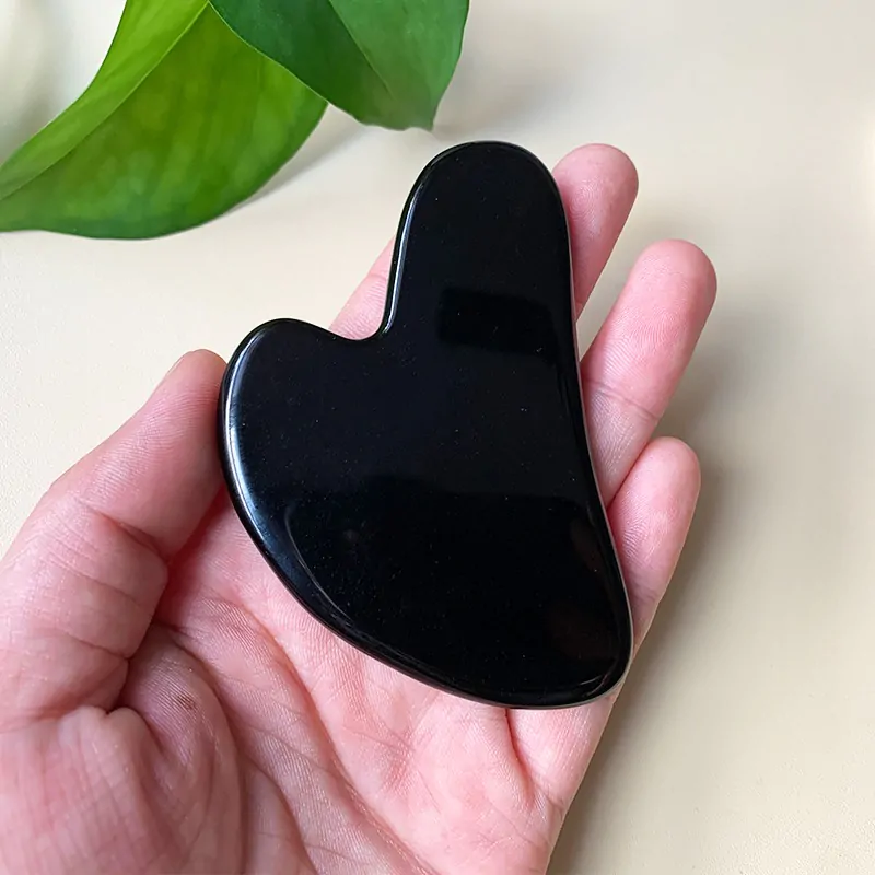 Natural Black Obsidian Crystal Jade Gua Sha - Image 2