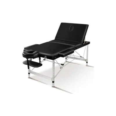 70cm Extra Plush Black Massage Table with Aluminum Legs + Deluxe Carry Bag