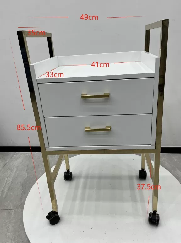 Gold and White 2 Draw Spa Trolley - Image 2