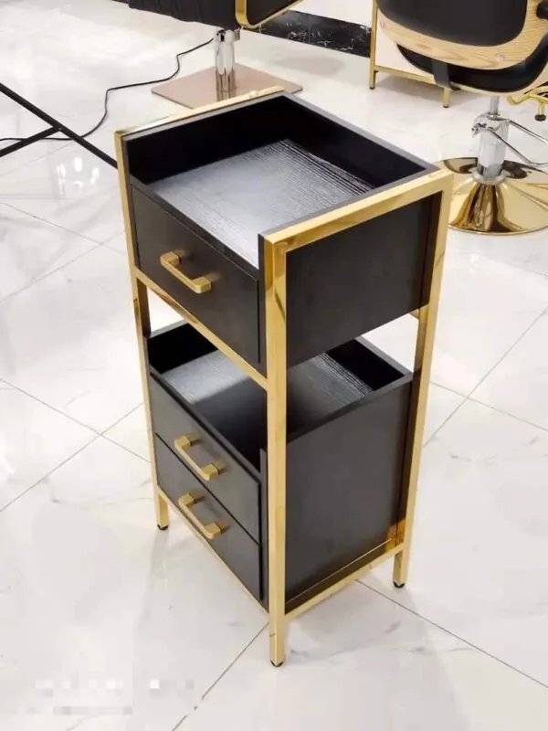 Black and Gold 3 Draw Salon Cupboard