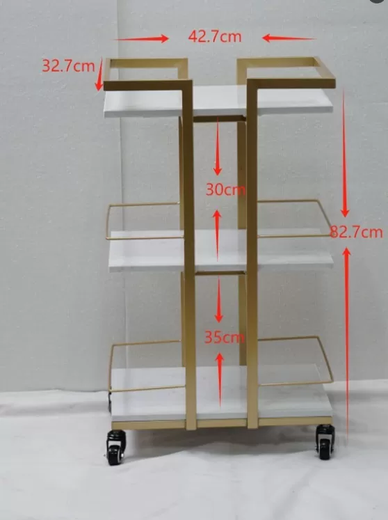 Gold and White 3 Tier Spa Trolley - Image 2