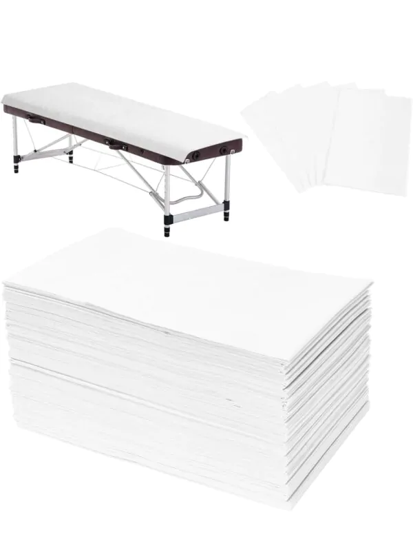 Disposable Massage Table Covers – White – 50 Pack