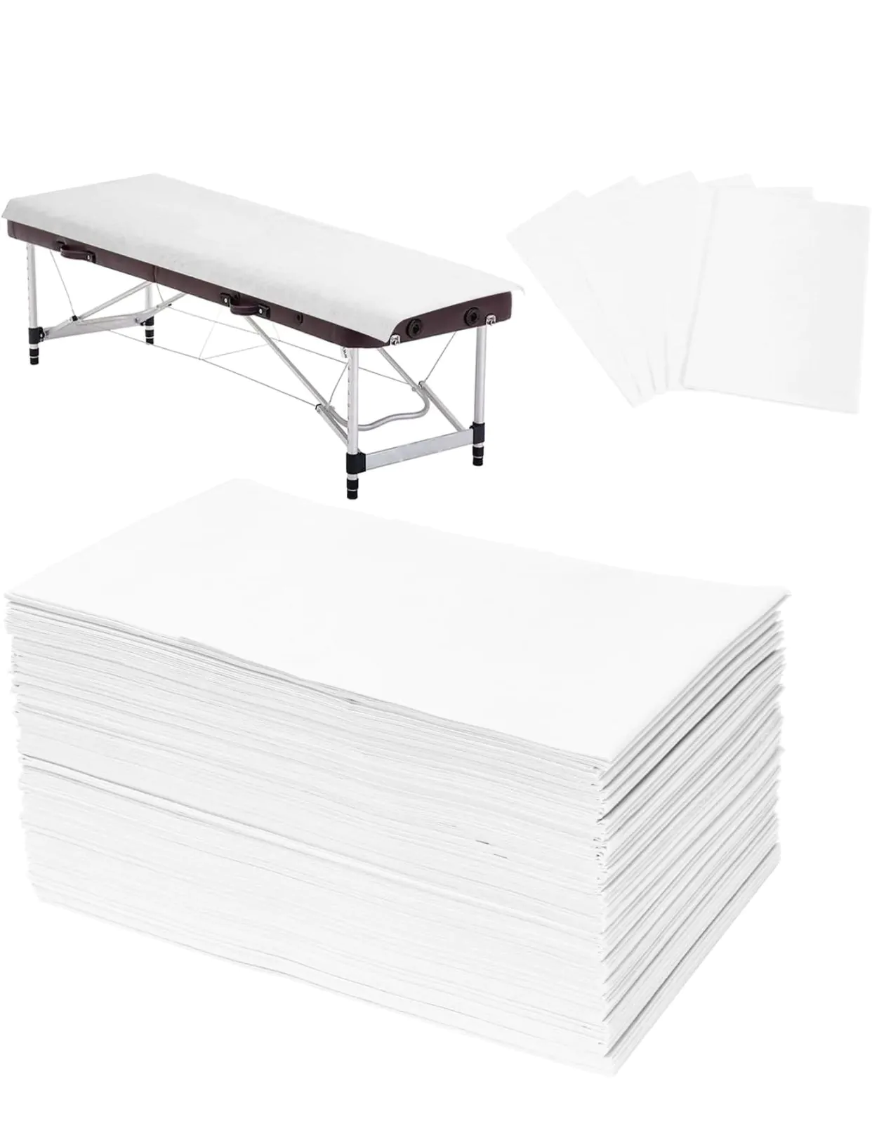 Disposable Massage Table Covers – White – 50 Pack
