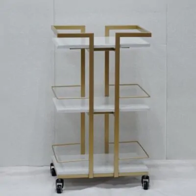 Gold and White 3 Tier Spa Trolley