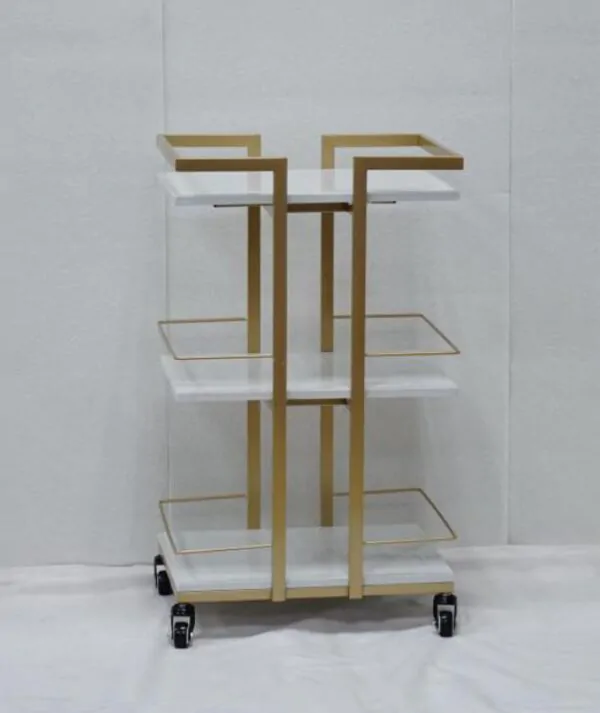 Gold and White 3 Tier Spa Trolley