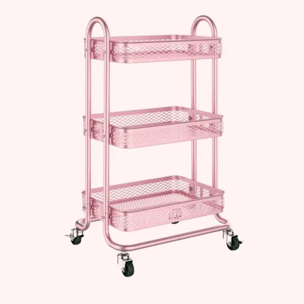 Pink 3 Tier Salon Trolley