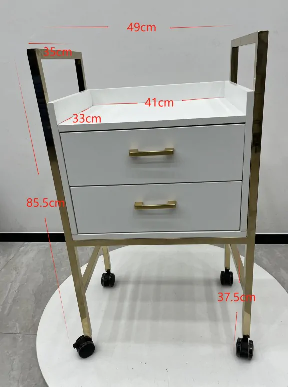 Gold and White 2 Draw Spa Trolley - Image 2