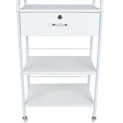 White Lockable 1 Draw Salon Trolley