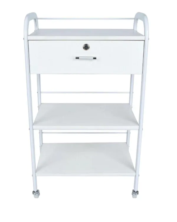 White Lockable 1 Draw Salon Trolley