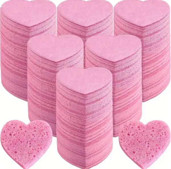 Facial Sponge – Pink Hearts – Pack of 10