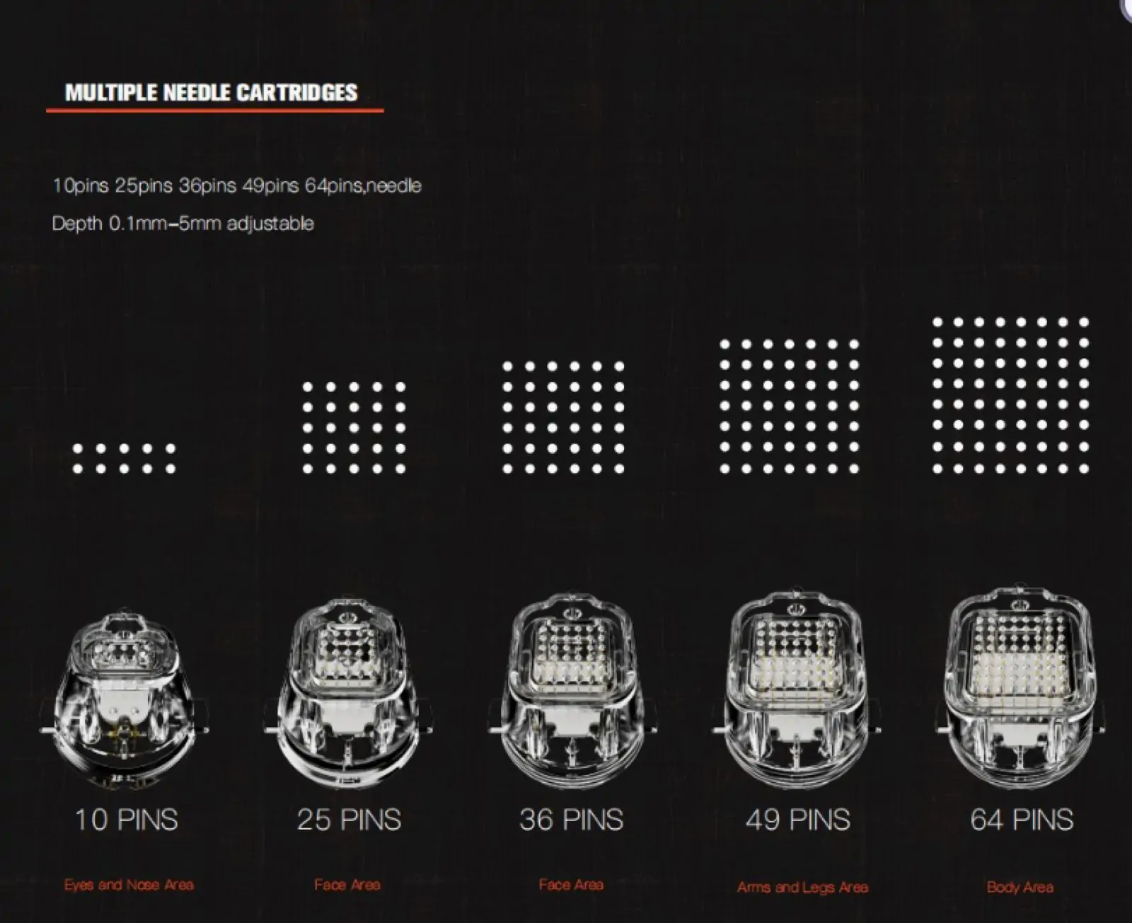 Microneedling Hanpiece for use with Medical Grade RF Microneedling with vacuum