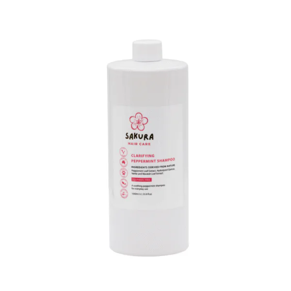 Clarifying Peppermint Shampoo 1L bulk salon size for deep cleansing and refreshing scalp care