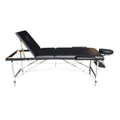 80cm Extra Plush Black Massage Table with Aluminum Legs + Deluxe Carry Bag