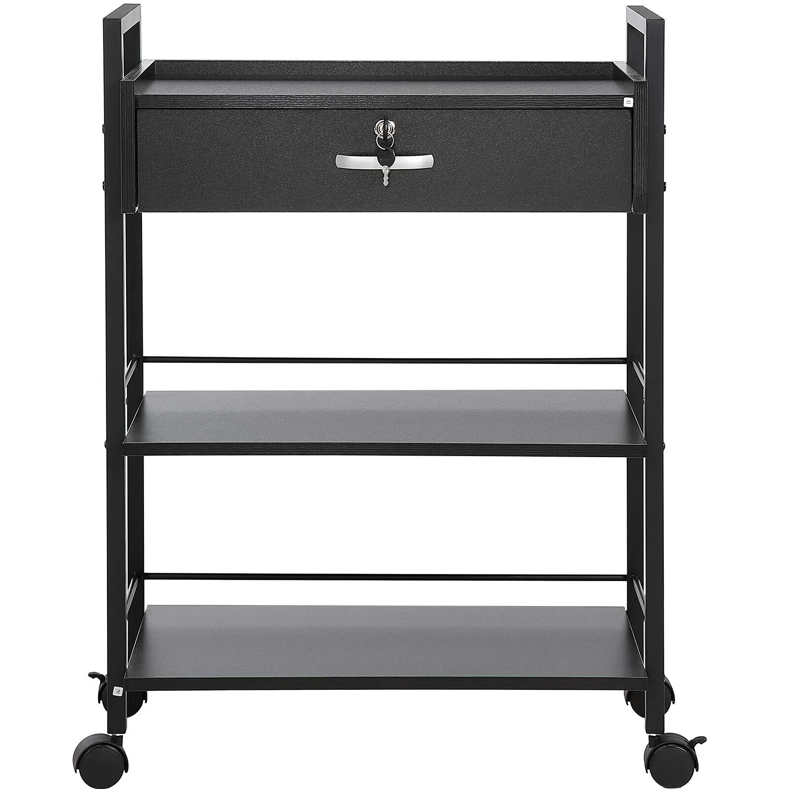 Black Lockable Single Draw Trolley