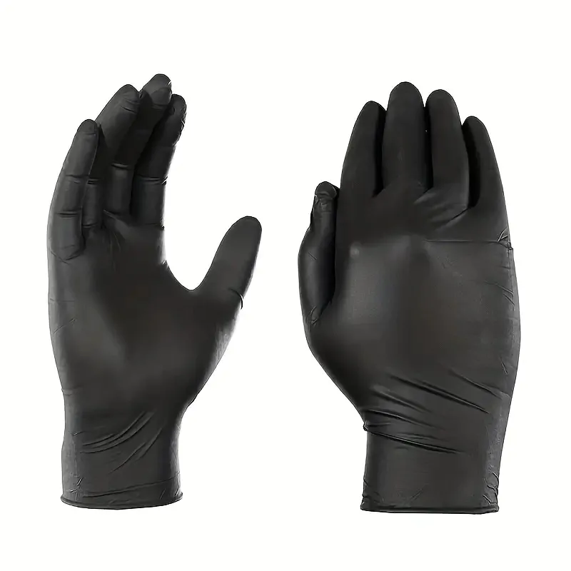 Disposable Black Nitrile Gloves – 100 Pces