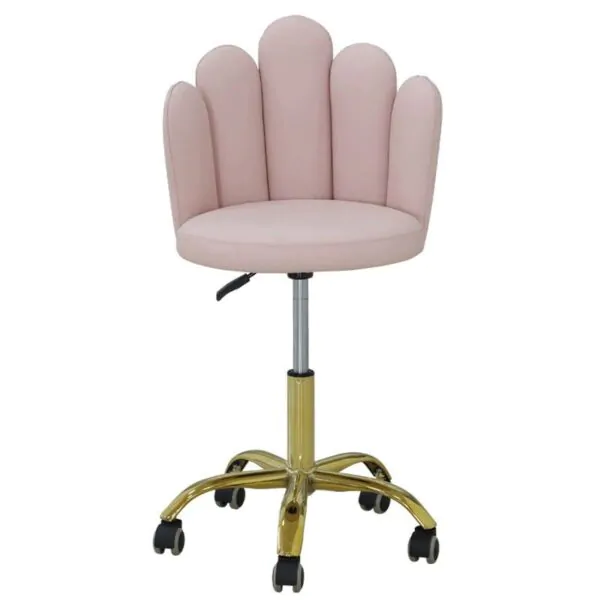 Pink Flower Salon Chair with gold base and petal-shaped velvet upholstery for luxury beauty salons