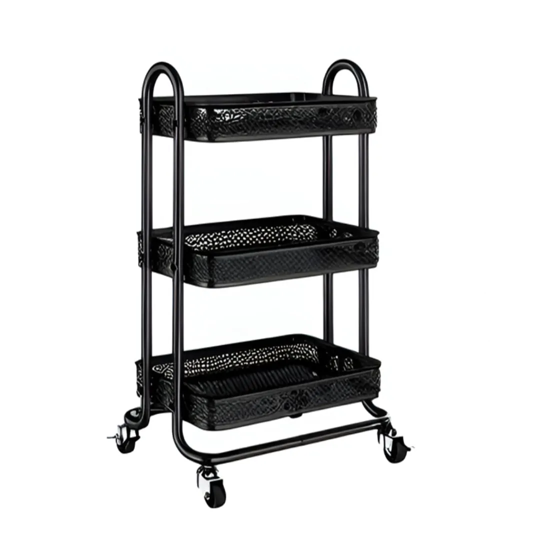 Black 3 Tier Salon Trolley