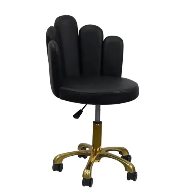 Black Flower Salon Chair with gold hydraulic base and petal-shaped velvet upholstery for professional beauty salons