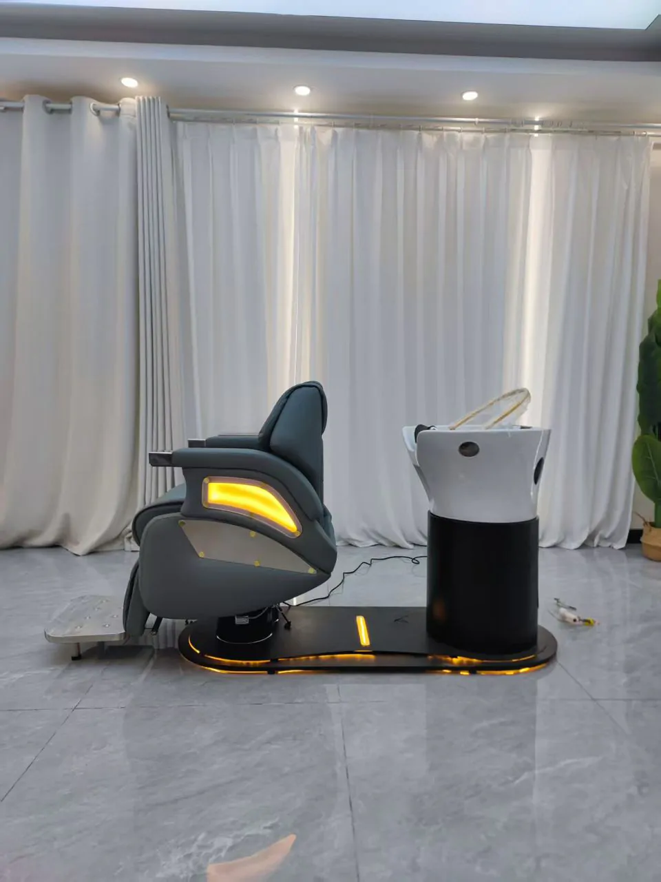 Zen Plush Japanese Head Spa / Hairdressing Basin – Plumbed - Grey - Image 9